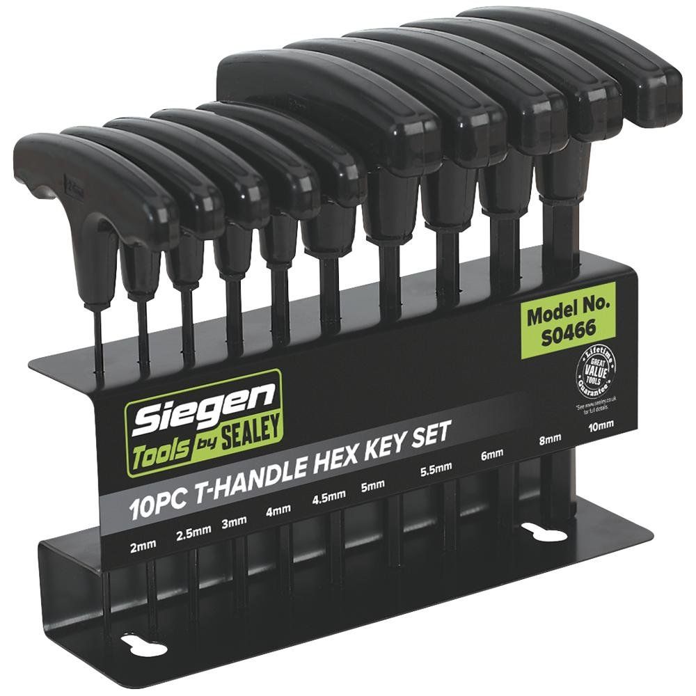 Siegen 10 Piece T Handle Hexagon Allen Key Set Metric - Image 1