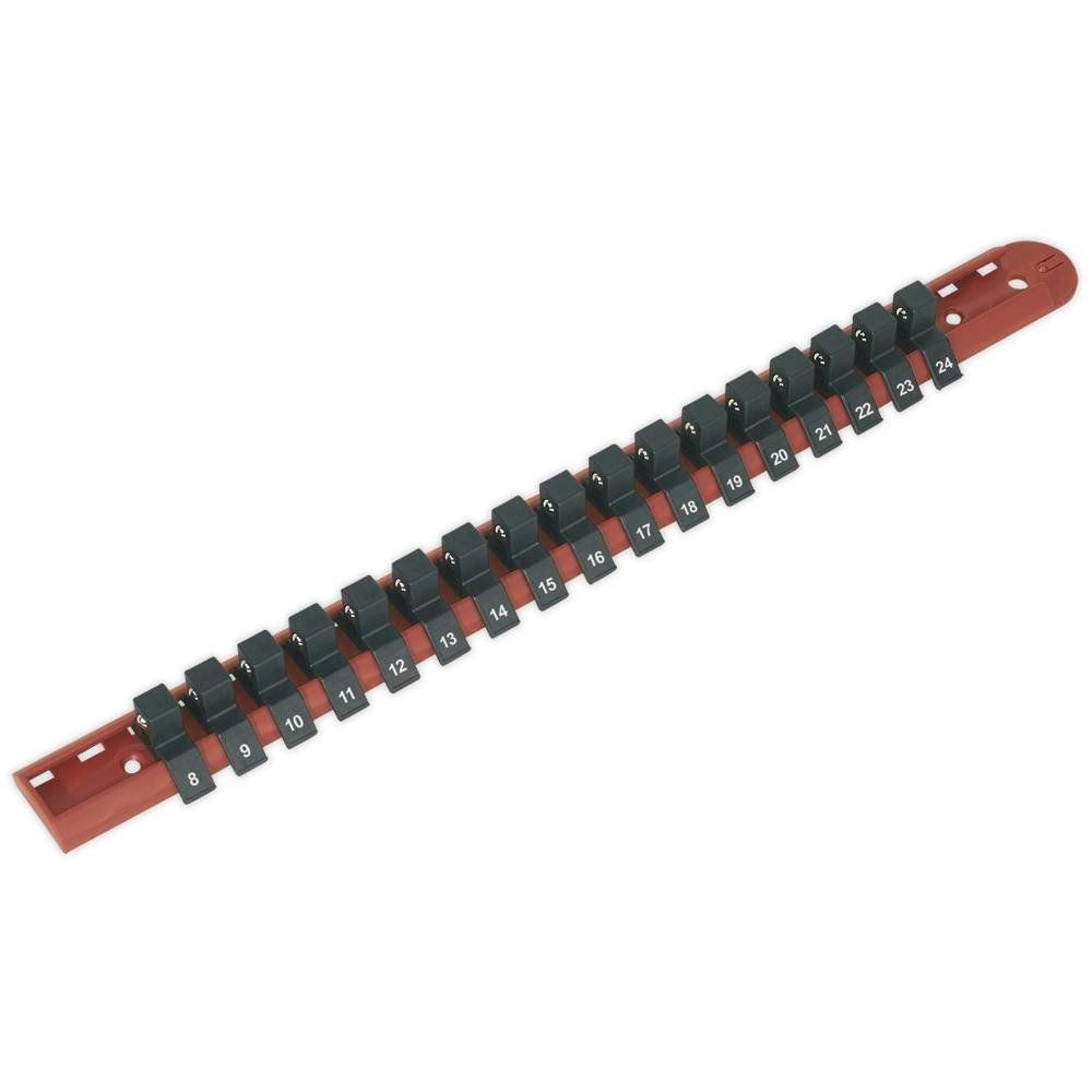 Sealey AK1217 Socket Retaining Rail With 17 Clips 1/2inSq Drive - Image 1