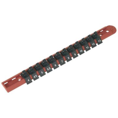 Sealey AK1412 Socket Retaining Rail With 12 Clips 1/4inSq Drive