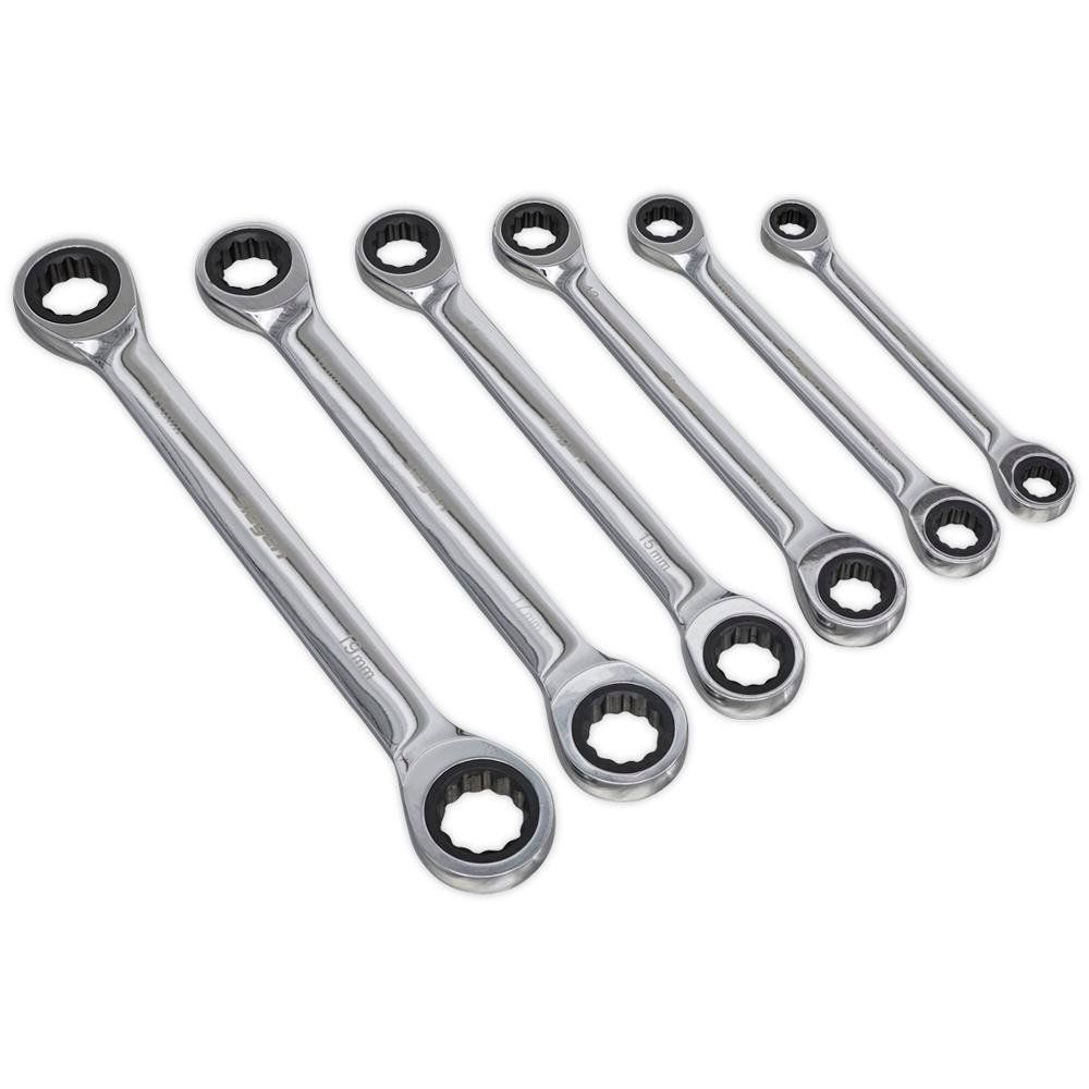 Siegen S0636 6 Piece Double Ended Ratchet Ring Wrench Set - Image 1