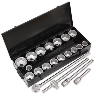 Siegen 21 Piece 1" Drive Hexagon WallDrive Socket Set Metric 1"