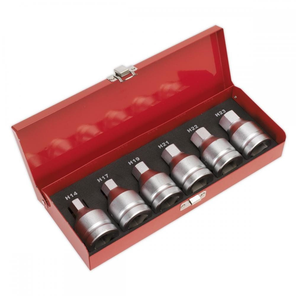 Sealey 6 Piece 3/4" Drive Hexagon Socket Bit Set Metric 3/4" - Image 1