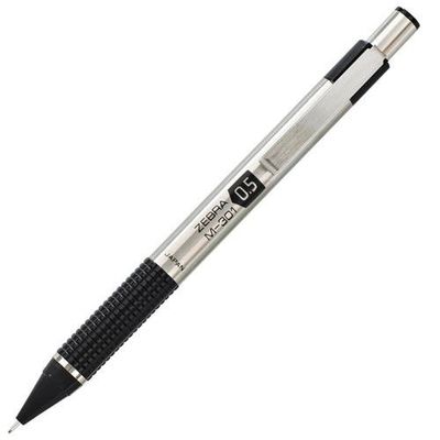 Zebra F-301 Deluxe Retractable Ballpoint Pen 1.0Mm Tip 0.5Mm Line Stainless Steel Barrel Black Ink (Pack 2) - 1050