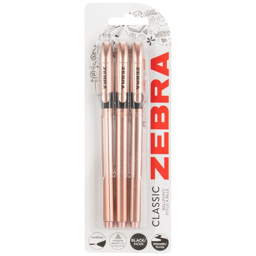 Pack of Three Zebra Rose Gold Ballpoint Pens - Image 1