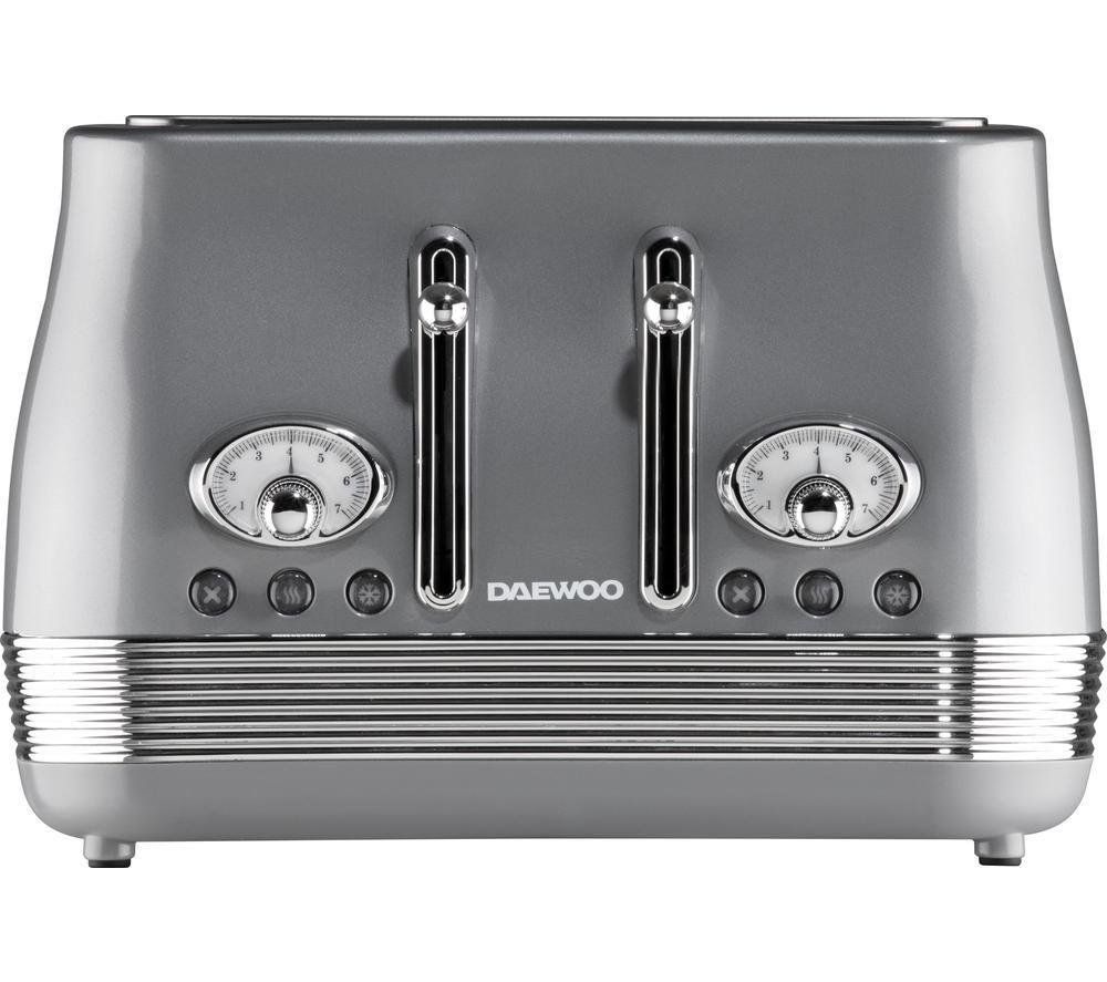 DAEWOO Denver SDA2748GE 4-Slice Toaster - Smoked Grey, Silver/Grey - Image 1