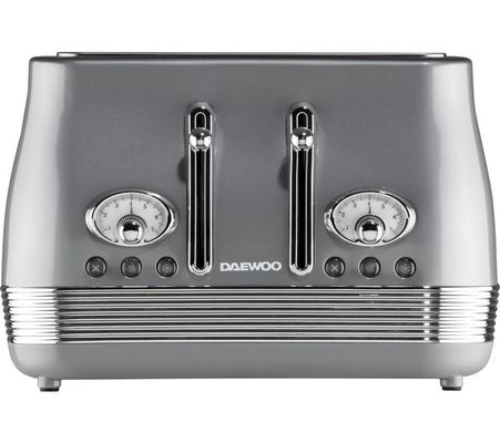 DAEWOO Denver SDA2748GE 4-Slice Toaster - Smoked Grey, Silver/Grey