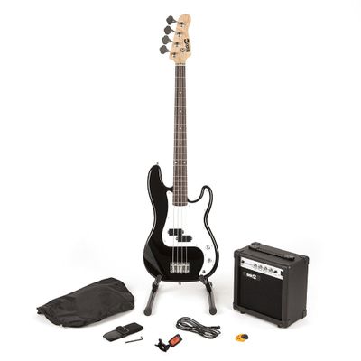 RockJam Full-Size Bass Guitar Kit with 10-Watt Amplifier Tuner Stand &amp; Bag - Thumbnail 2