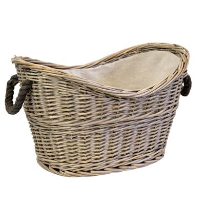 Oval Log Basket with Rope Handles ¿ Natural - Natural - Thumbnail 2