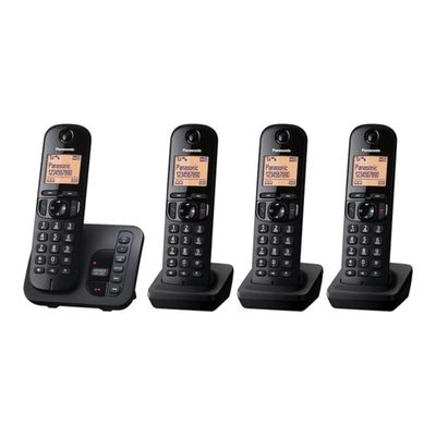 Digital Cordless (DECT) Phone Quadruple Handsets - Black