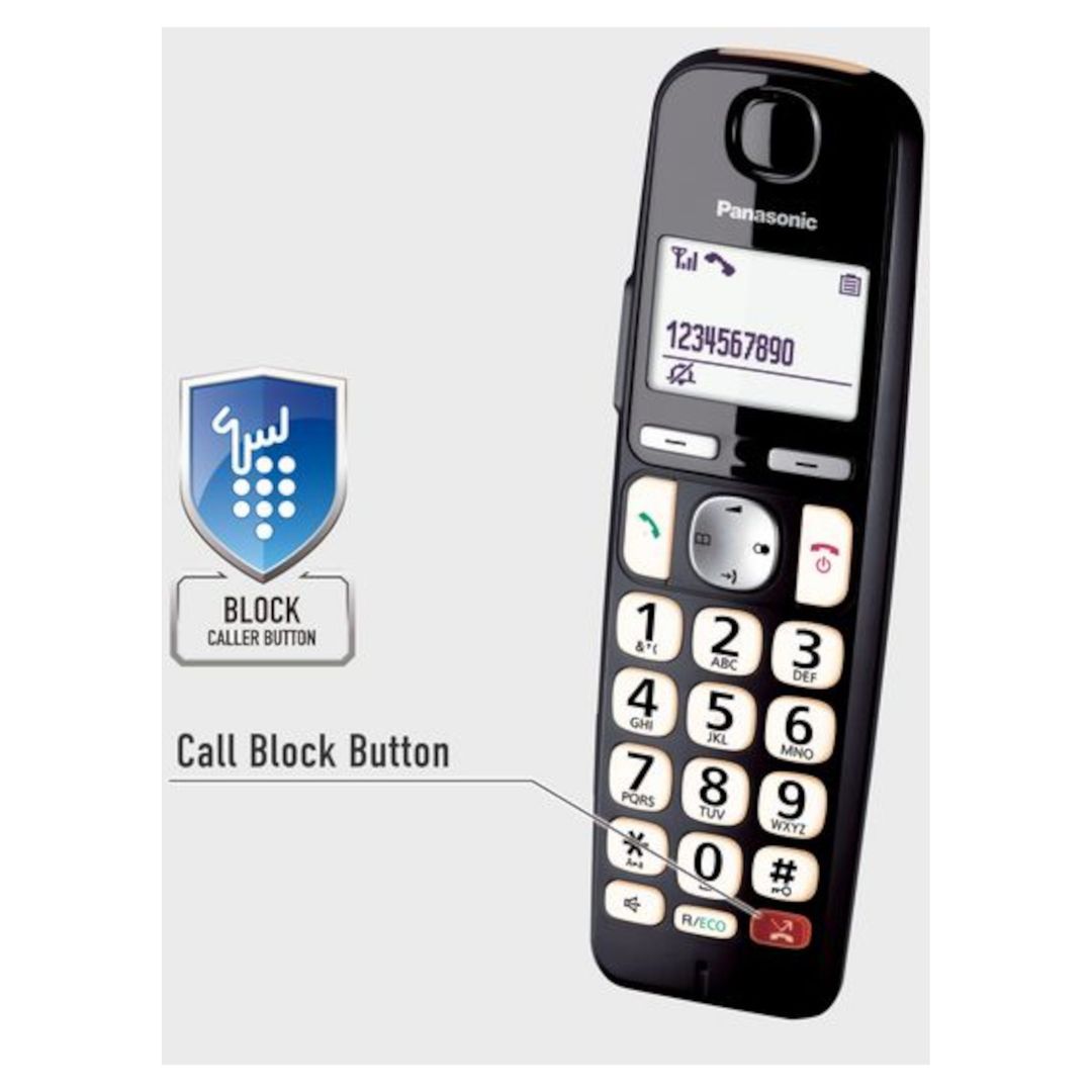 PANASONIC KX-TGE822EB Cordless Phone - Twin Handsets, Black, Black - Image 1