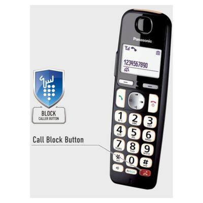PANASONIC KX-TGE822EB Cordless Phone - Twin Handsets, Black, Black