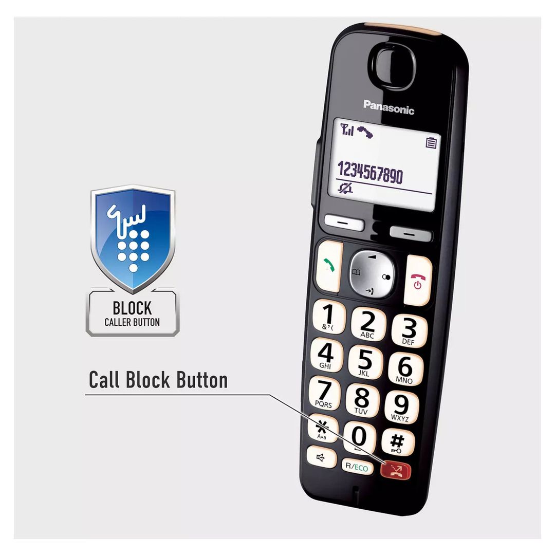 PANASONIC KX-TGE823EB Cordless Phone - Triple Handsets, Black, Black - Image 1