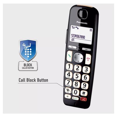 PANASONIC KX-TGE823EB Cordless Phone - Triple Handsets, Black, Black