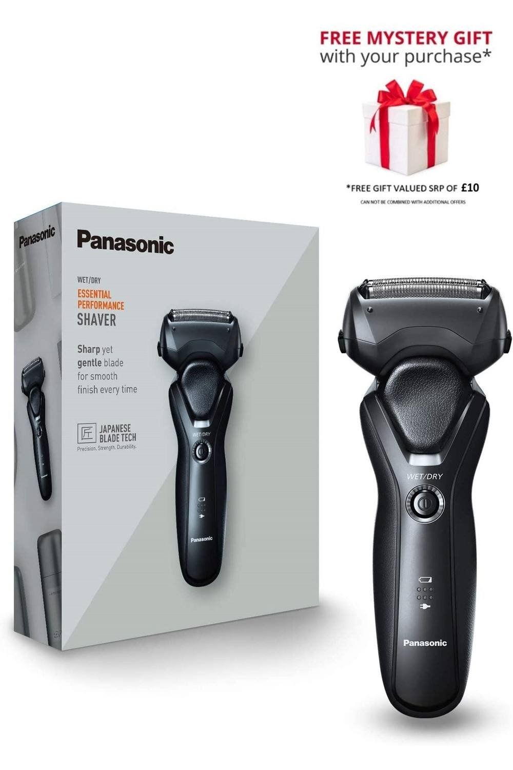 Panasonic ES RT37 Wet and Dry Electric 3 Blade Shaver - Black - Image 1
