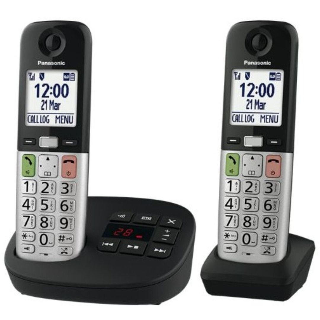 PANASONIC KX-TGU432EB Cordless Phone - Twin Handsets, Silver & Black, Black,Silver/Grey - Image 1