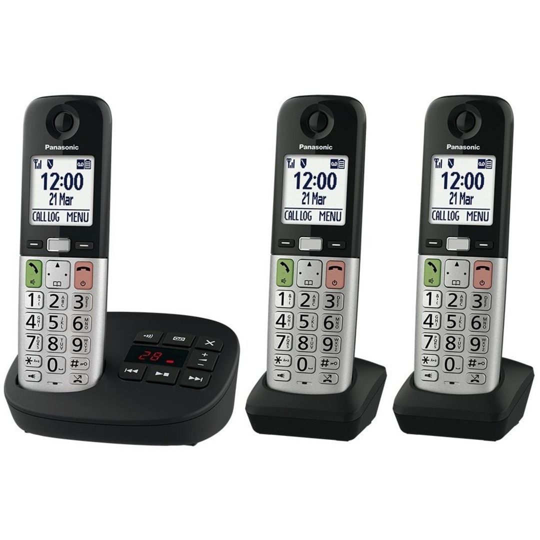 Panasonic KX-TGU430EB Digital Cordless Phone with Answering Machine 3 Handsets - Black - Image 1