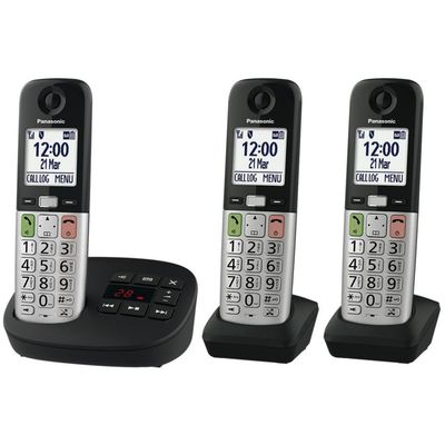 Panasonic KX-TGU430EB Digital Cordless Phone with Answering Machine 3 Handsets - Black