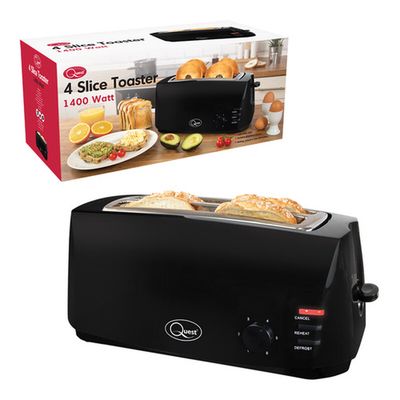 QUEST 35069 4-Slice Toaster - Black, Black