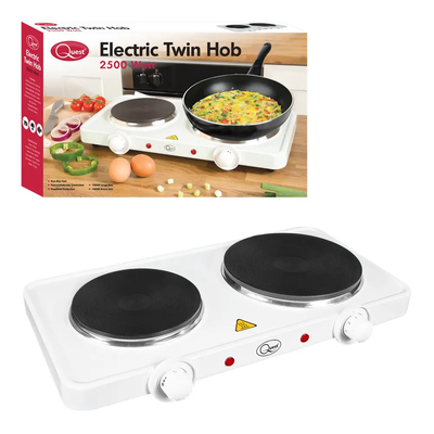 QUEST 35250 Double Electric Hot Plate - White, White