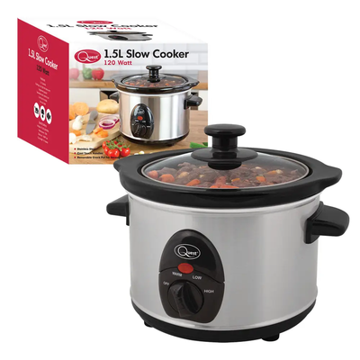 QUEST 35260 Slow Cooker - Black & Silver, Black,Silver/Grey