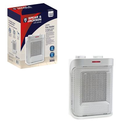 SPEAR & JACKSON 38355 Hot & Cool Ceramic Fan Heater - White & Silver, Silver/Grey,White