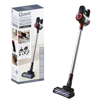 QUEST 43579 Cordless Handheld Vacuum Cleaner - Black & Red, Black,Red