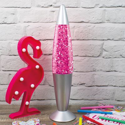 GLOBAL GIZMOS 48620 16" Glitter Lamp - Pink