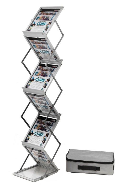 Deflecto Literature Display Floor Standing Folding 6 Shelves A4 Portra - Image 1