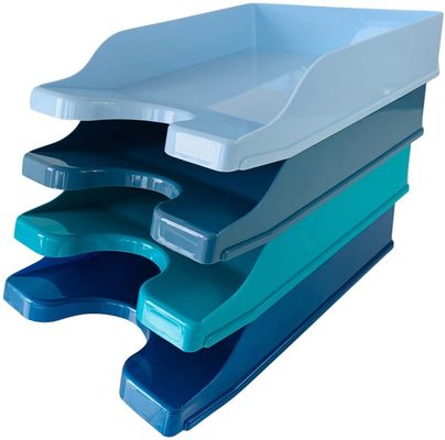 Deflecto Cool Breeze A4 Continental Letter Trays Deep Blue and Aqua (P