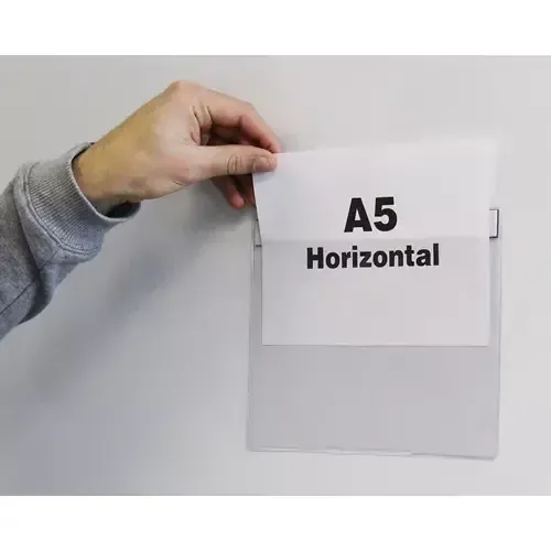 Beaverswood Magnetic Industrial Strength Document Pockets A5 Horizontal clear (Pack 10) - MP5H/10 - Image 1