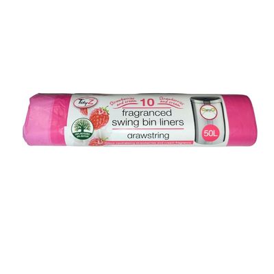 TidyZ Strawberry Fragranced Swing Bin Liners 50L 10 Assorted Pack