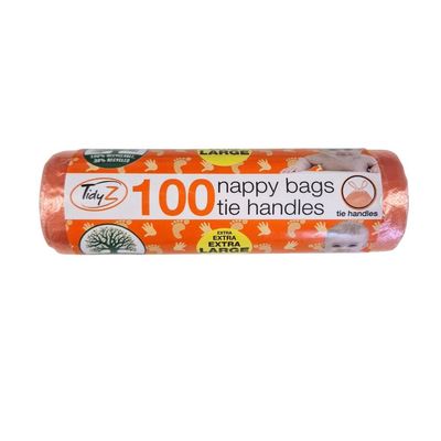 TidyZ 100 Extra Large Nappy Bags Tie Handles - Thumbnail 2
