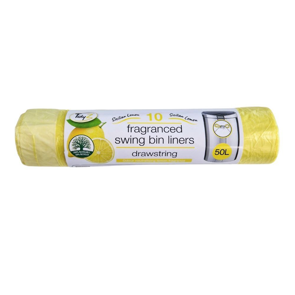 TidyZ Lemon Fragranced Swing Bin Liners 50L 10 Assorted Pack - Image 1