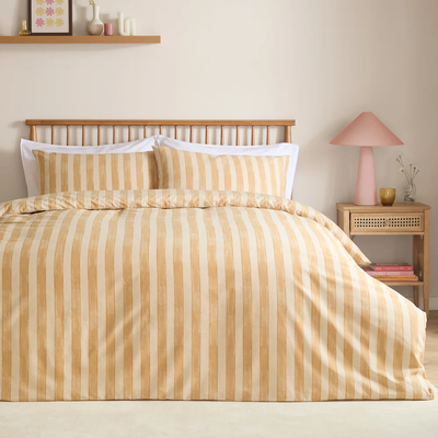 Dual Tone Striped Reversible Duvet Cover Set - Yellow / 0.89kg - Thumbnail 2