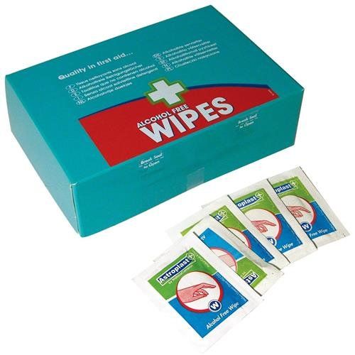 Astroplast Wipes Alcohol Free for all First Aid Kits (Pack 100) - 1601002 - Image 1