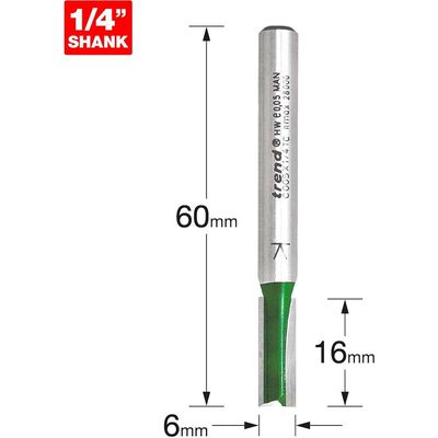 Trend C005X1/4TC C005 X 1/4 Tct Two Flute Cutter 6.0 X 16.0Mm