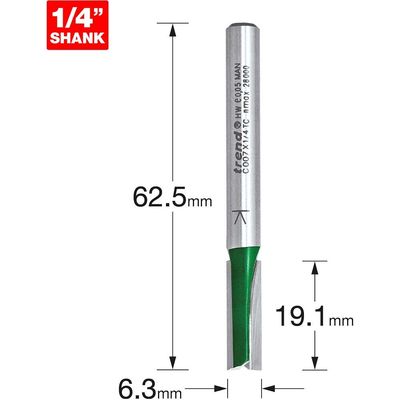 Trend C007X1/4TC C007 X 1/4 Tct Two Flute Cutter 6.3 X 19.1Mm