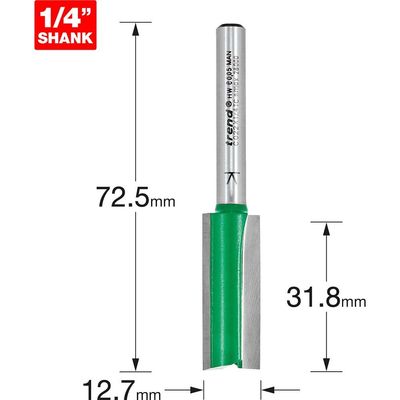 Trend C022X1/4TC C022 X 1/4 Tct Two Flute Cutter 12.7 X 31.8Mm