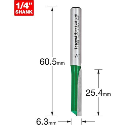Trend One Flute 6.3Mm Diameter X 25.4Mm Cut Pk 1 C039X1/4TC