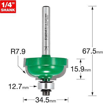 Trend Cavetto 7.9Mm Radius Pk 1 C122X1/4TC