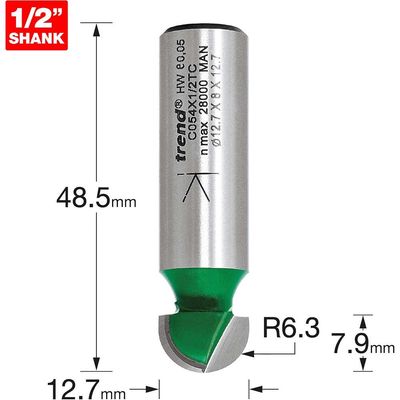 Trend Cove Radius 6.35Mm X 7.9Mm Cut Pk 1 C054X1/2TC