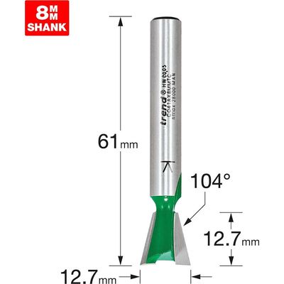 Trend Dovetail Cutter Angle=104 Degrees X 12.7Mm Diameter Pk 1 C041AX8MMTC
