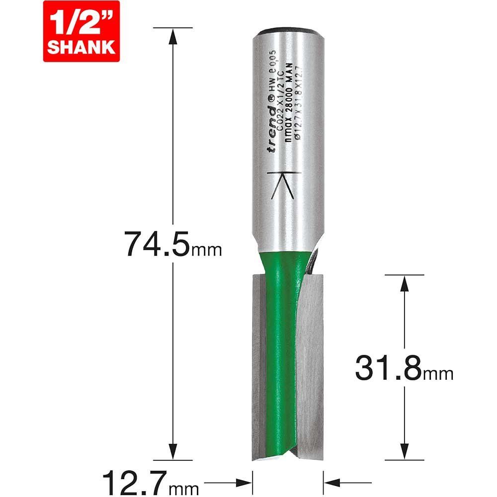 Trend CRAFTPRO Two Flute Straight Router Cutter 15mm 32mm 1/2" - Image 1