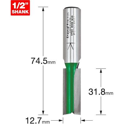 Trend CRAFTPRO Two Flute Straight Router Cutter 15mm 32mm 1/2"