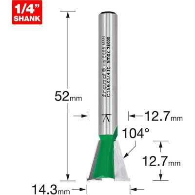 Trend Dovetail 12.7Mm Diameter X 104 Degrees Spurs Pk 1 C159X1/4TC