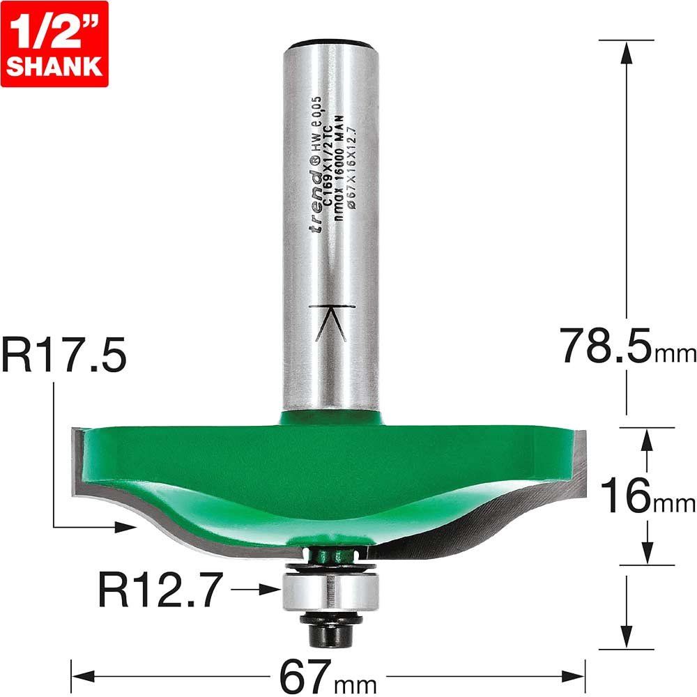 Trend Bearing Guided Ogee Panel 17.5Mm Radius Pk 1 C169X1/2TC - Image 1