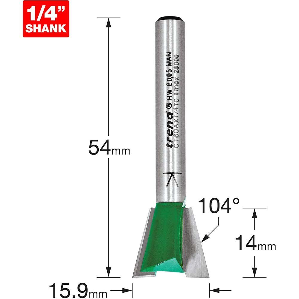 Trend Dovetail 15.9Mm Diameter X 104 Degrees Pk 1 C160AX1/4TC - Image 1