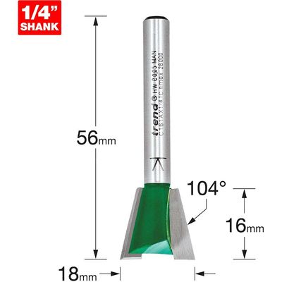Trend Dovetail 18Mm Diameter X 104 Degrees Pk 1 C161AX1/4TC