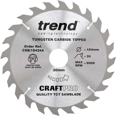 Trend Craft Saw Blade 184Mm X 24 Teeth X 30Mm Pk 1 CSB/18424A