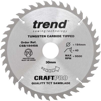 Trend Craft Saw Blade 184Mm X 40 Teeth X 30Mm Pk 1 CSB/18440A